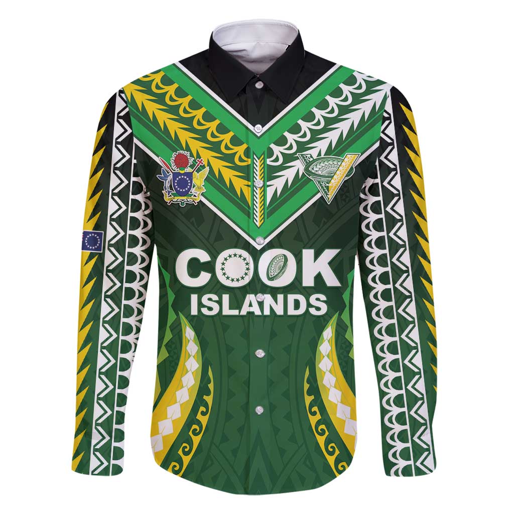 Custom Cook Islands Rugby Family Matching Mermaid Dress and Hawaiian Shirt Unique Style Green Version - Polynesian Pride