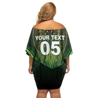 Custom Cook Islands Rugby Family Matching Off Shoulder Short Dress and Hawaiian Shirt Unique Style Green Version - Polynesian Pride
