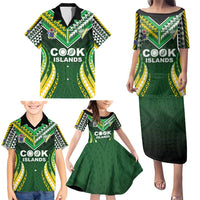 Custom Cook Islands Rugby Family Matching Puletasi and Hawaiian Shirt Unique Style Green Version - Polynesian Pride