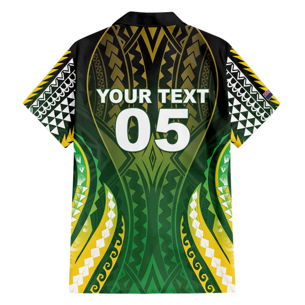 Custom Cook Islands Rugby Family Matching Short Sleeve Bodycon Dress and Hawaiian Shirt Unique Style Green Version - Polynesian Pride