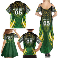 Custom Cook Islands Rugby Family Matching Summer Maxi Dress and Hawaiian Shirt Unique Style Green Version - Polynesian Pride