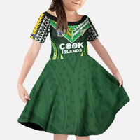 Custom Cook Islands Rugby Family Matching Tank Maxi Dress and Hawaiian Shirt Unique Style Green Version - Polynesian Pride