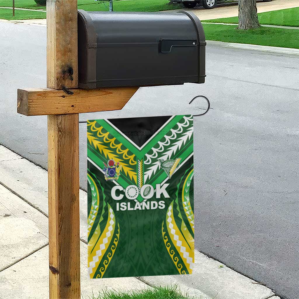 Cook Islands Rugby Garden Flag Unique Style Green Version - Polynesian Pride