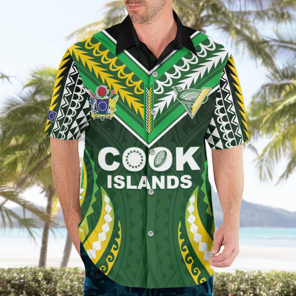 Custom Cook Islands Rugby Hawaiian Shirt Unique Style Green Version - Polynesian Pride