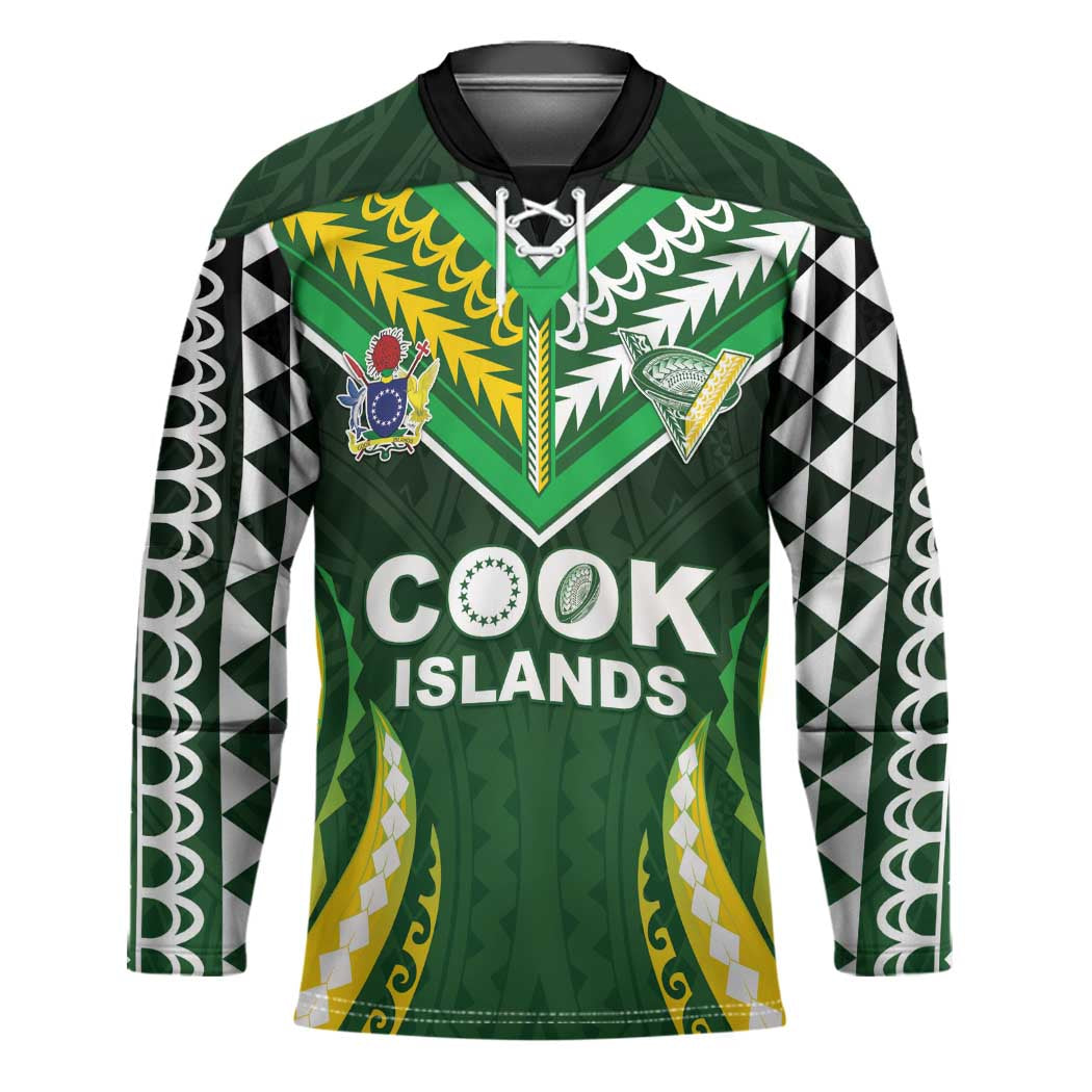 Custom Cook Islands Rugby Hockey Jersey Unique Style Green Version - Polynesian Pride