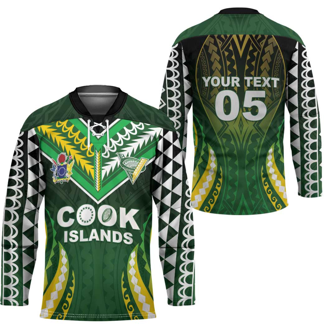 Custom Cook Islands Rugby Hockey Jersey Unique Style Green Version - Polynesian Pride