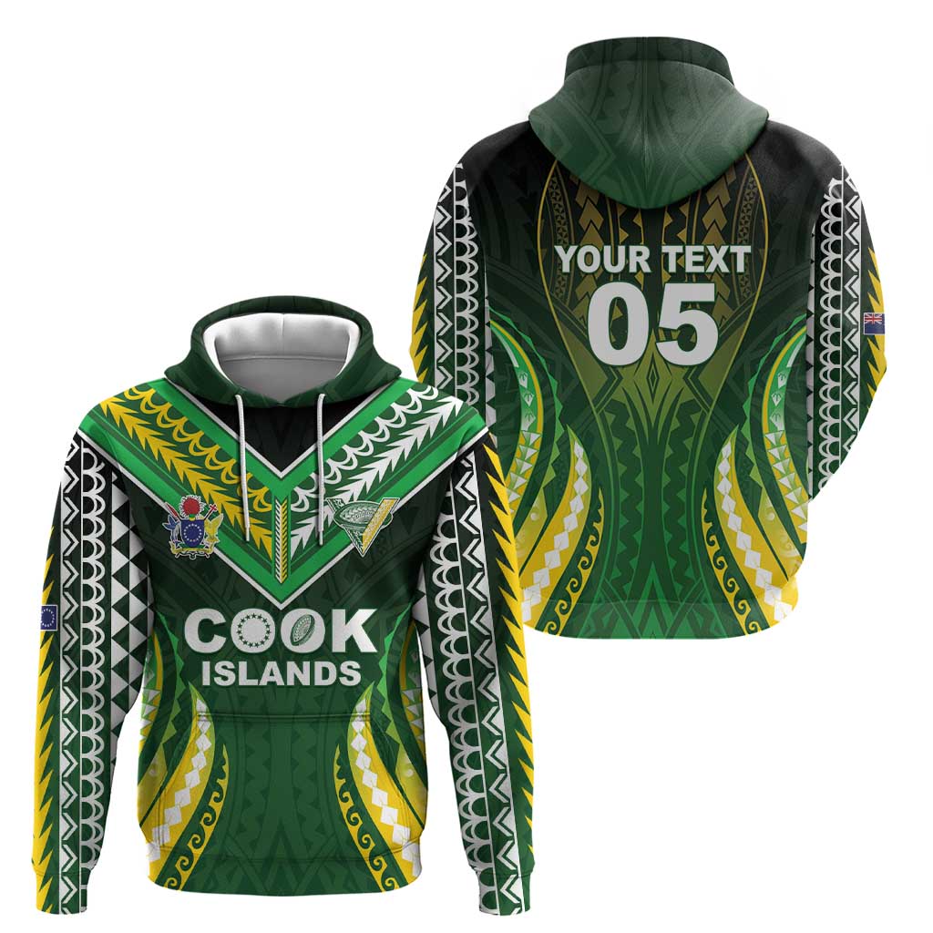 Custom Cook Islands Rugby Hoodie Unique Style Green Version - Polynesian Pride