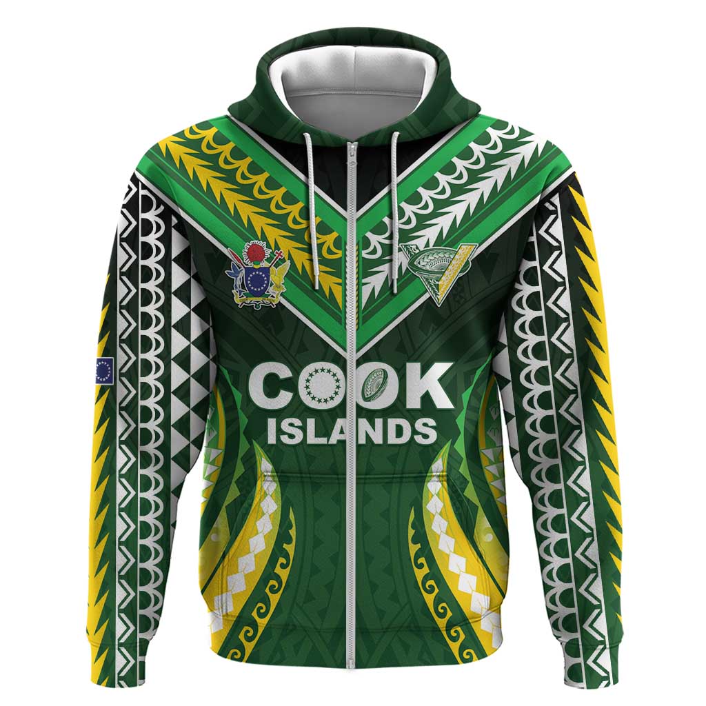 Custom Cook Islands Rugby Hoodie Unique Style Green Version - Polynesian Pride