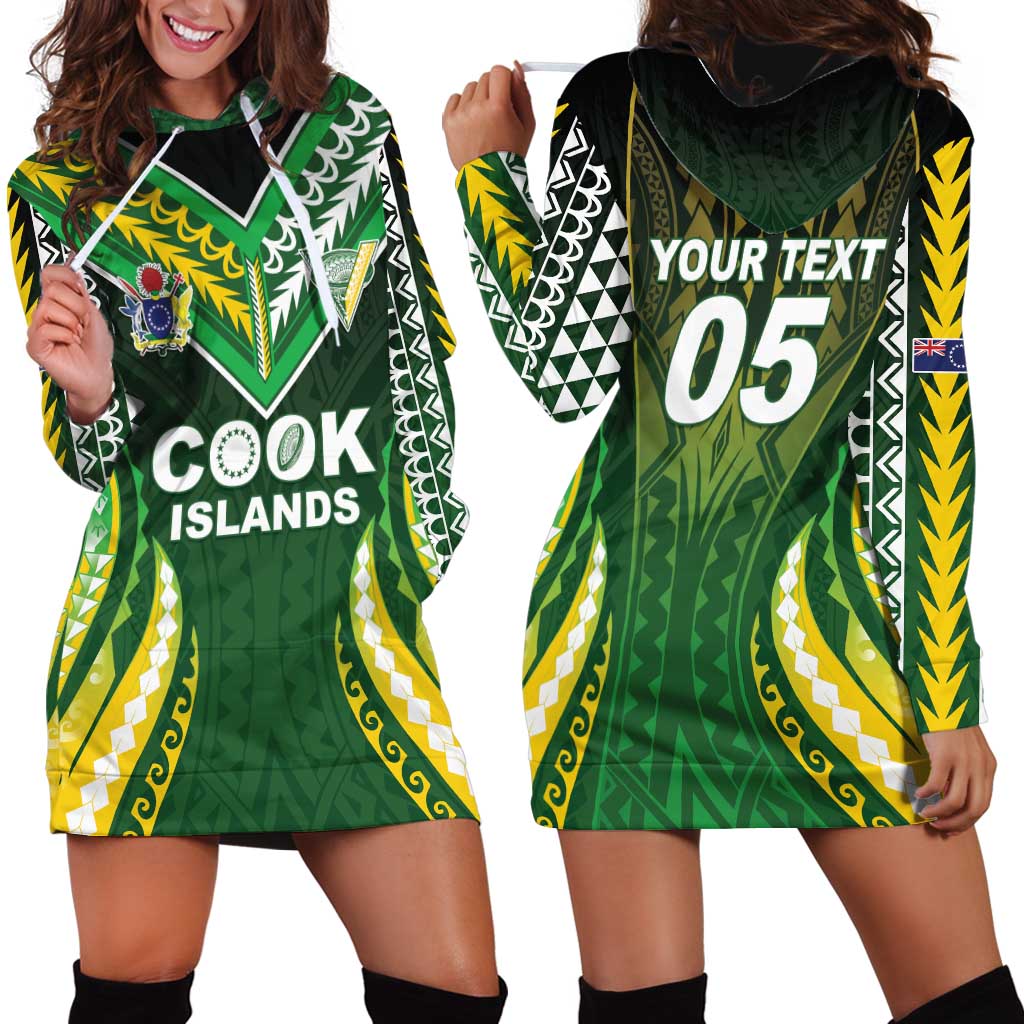 Custom Cook Islands Rugby Hoodie Dress Unique Style Green Version - Polynesian Pride