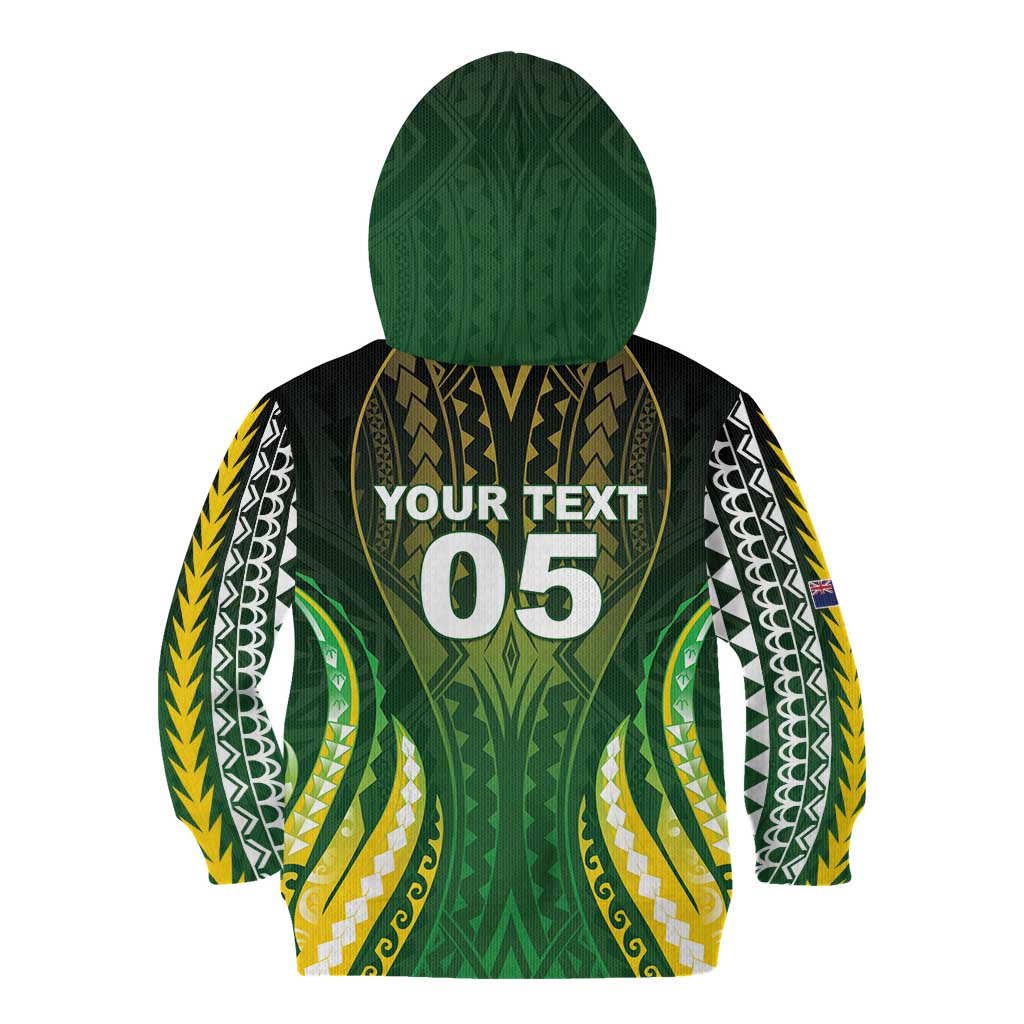 Custom Cook Islands Rugby Kid Hoodie Unique Style Green Version - Polynesian Pride