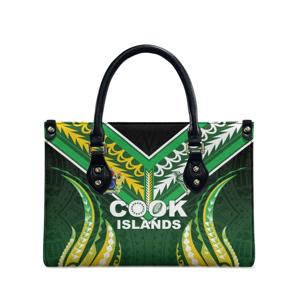 Cook Islands Rugby Leather Bag Unique Style Green Version - Polynesian Pride
