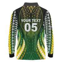 Custom Cook Islands Rugby Long Sleeve Polo Shirt Unique Style Green Version - Polynesian Pride
