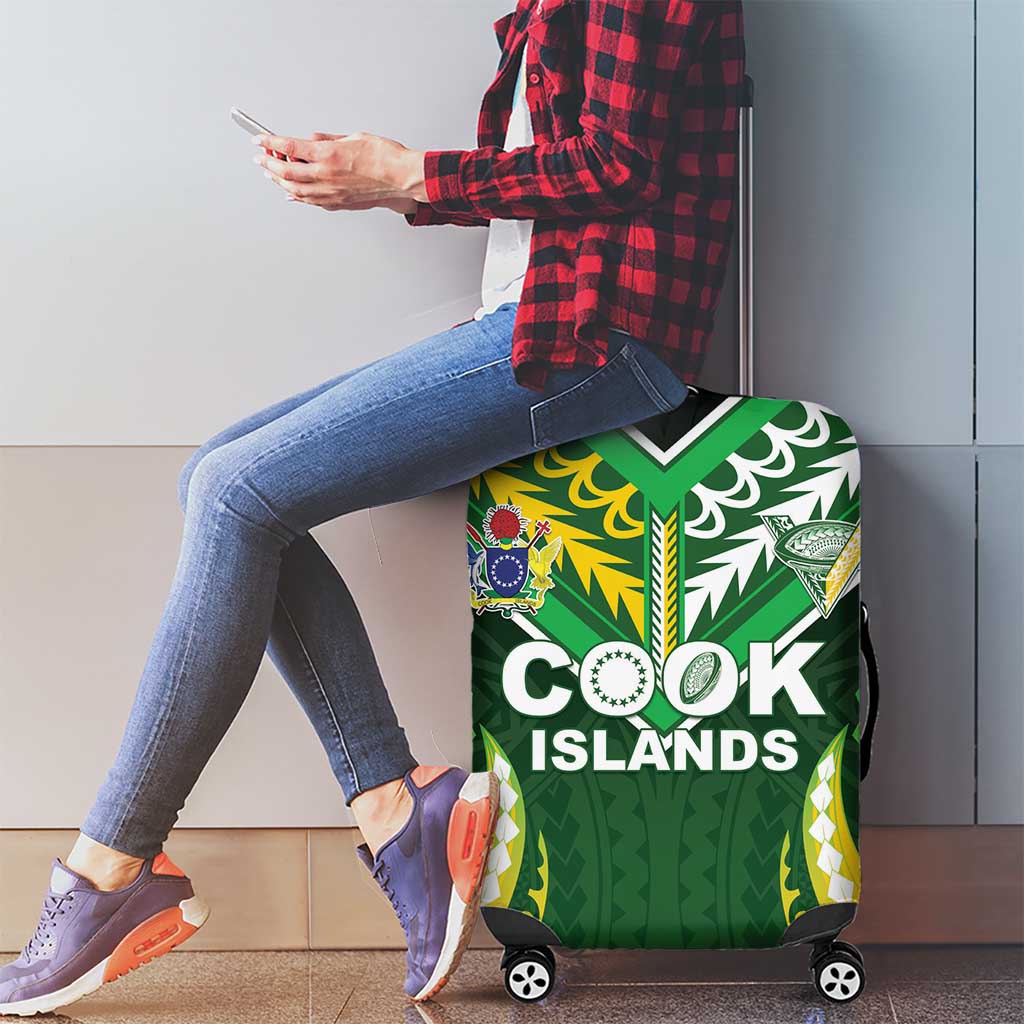 Cook Islands Rugby Luggage Cover Unique Style Green Version - Polynesian Pride
