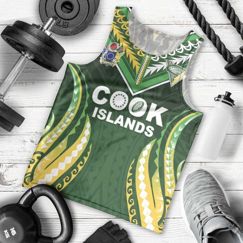 Custom Cook Islands Rugby Men Tank Top Unique Style Green Version - Polynesian Pride