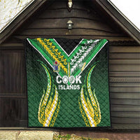 Cook Islands Rugby Quilt Unique Style Green Version - Polynesian Pride