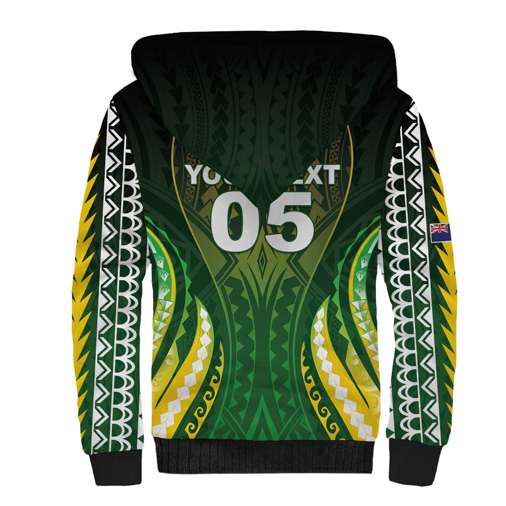 Custom Cook Islands Rugby Sherpa Hoodie Unique Style Green Version - Polynesian Pride