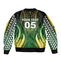 Custom Cook Islands Rugby Sleeve Zip Bomber Jacket Unique Style Green Version - Polynesian Pride