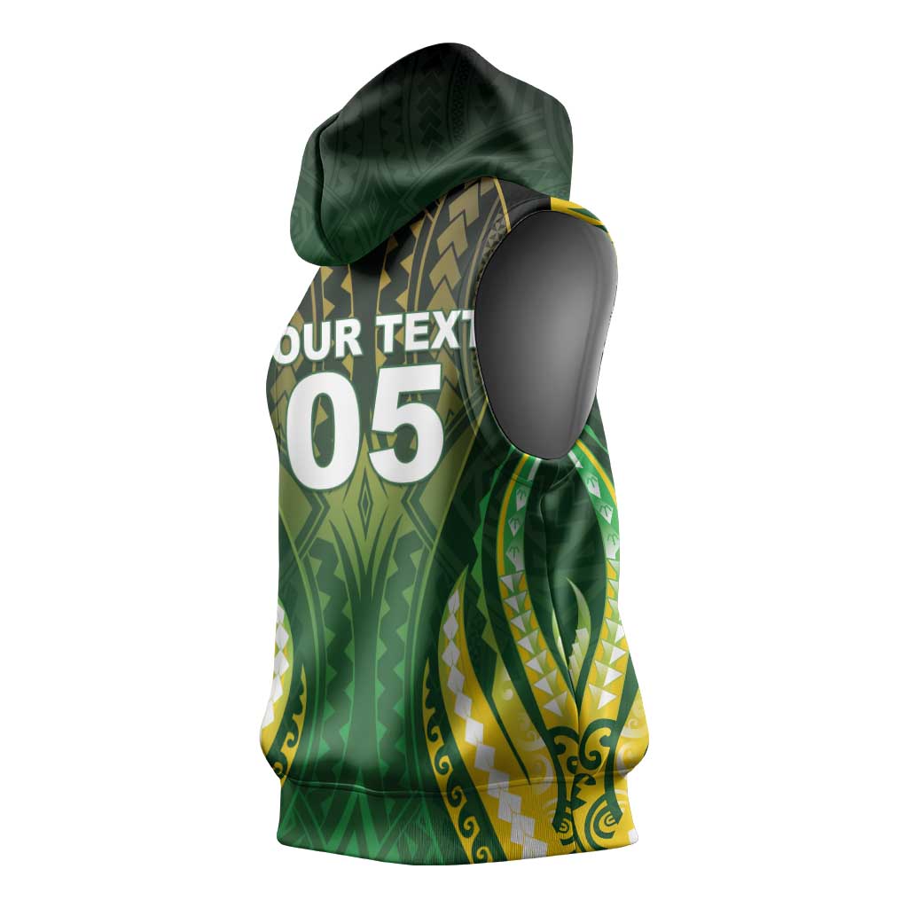 Custom Cook Islands Rugby Sleeveless Hoodie Unique Style Green Version - Polynesian Pride