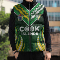 Custom Cook Islands Rugby Sleeveless Puffer Jacket Unique Style Green Version - Polynesian Pride