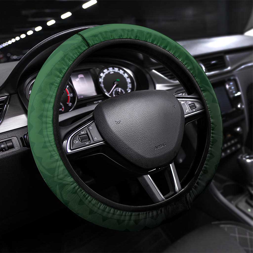 Cook Islands Rugby Steering Wheel Cover Unique Style Green Version - Polynesian Pride