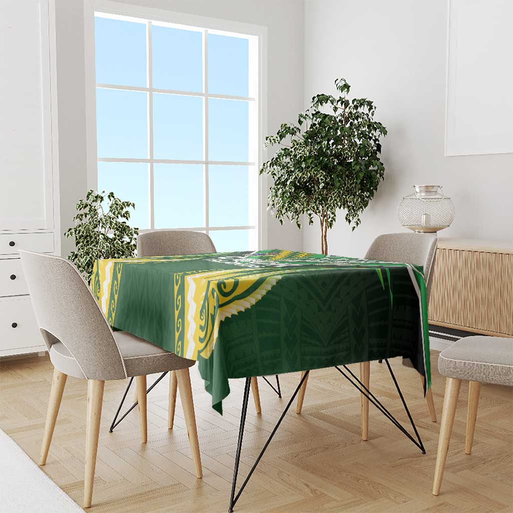Cook Islands Rugby Tablecloth Unique Style Green Version - Polynesian Pride