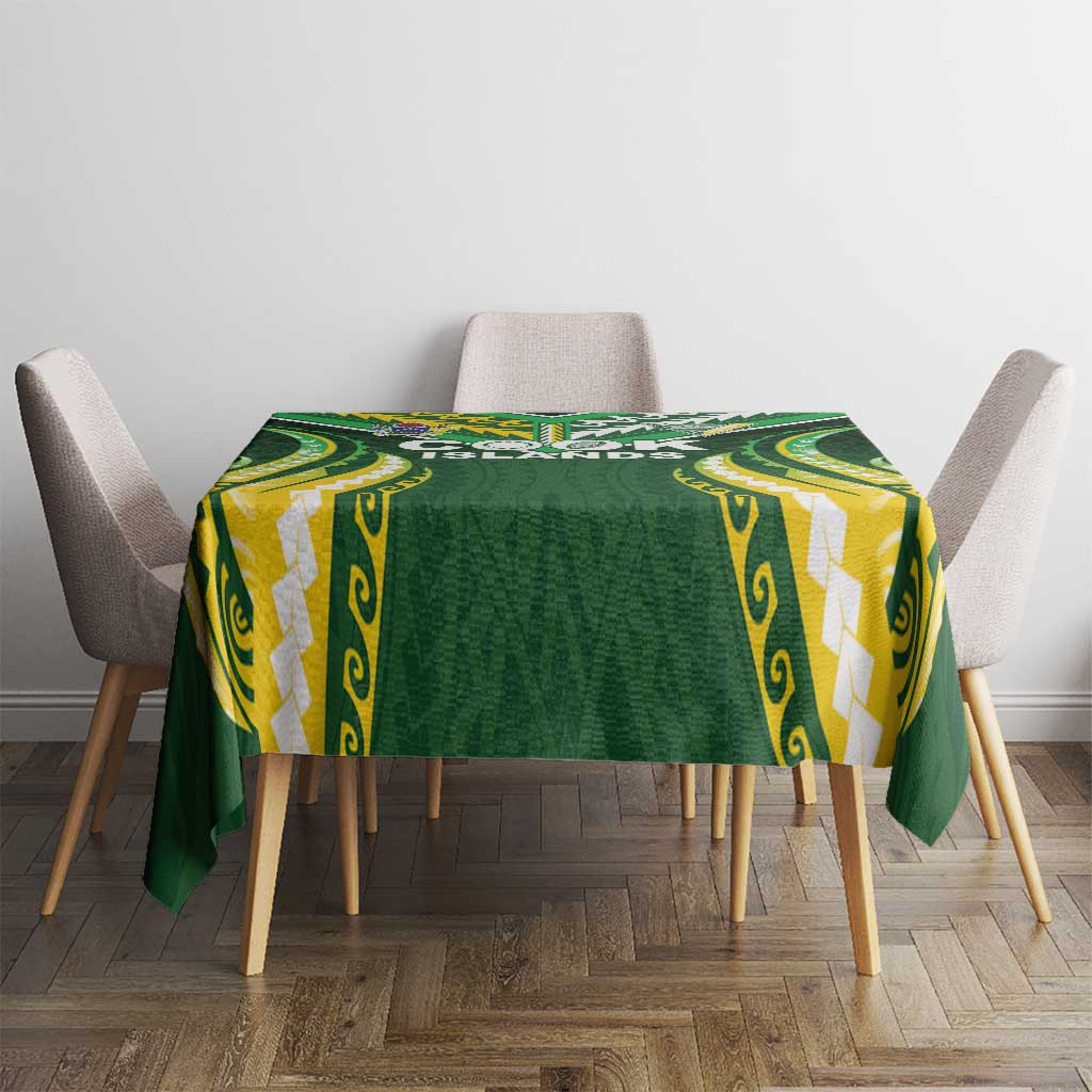 Cook Islands Rugby Tablecloth Unique Style Green Version - Polynesian Pride