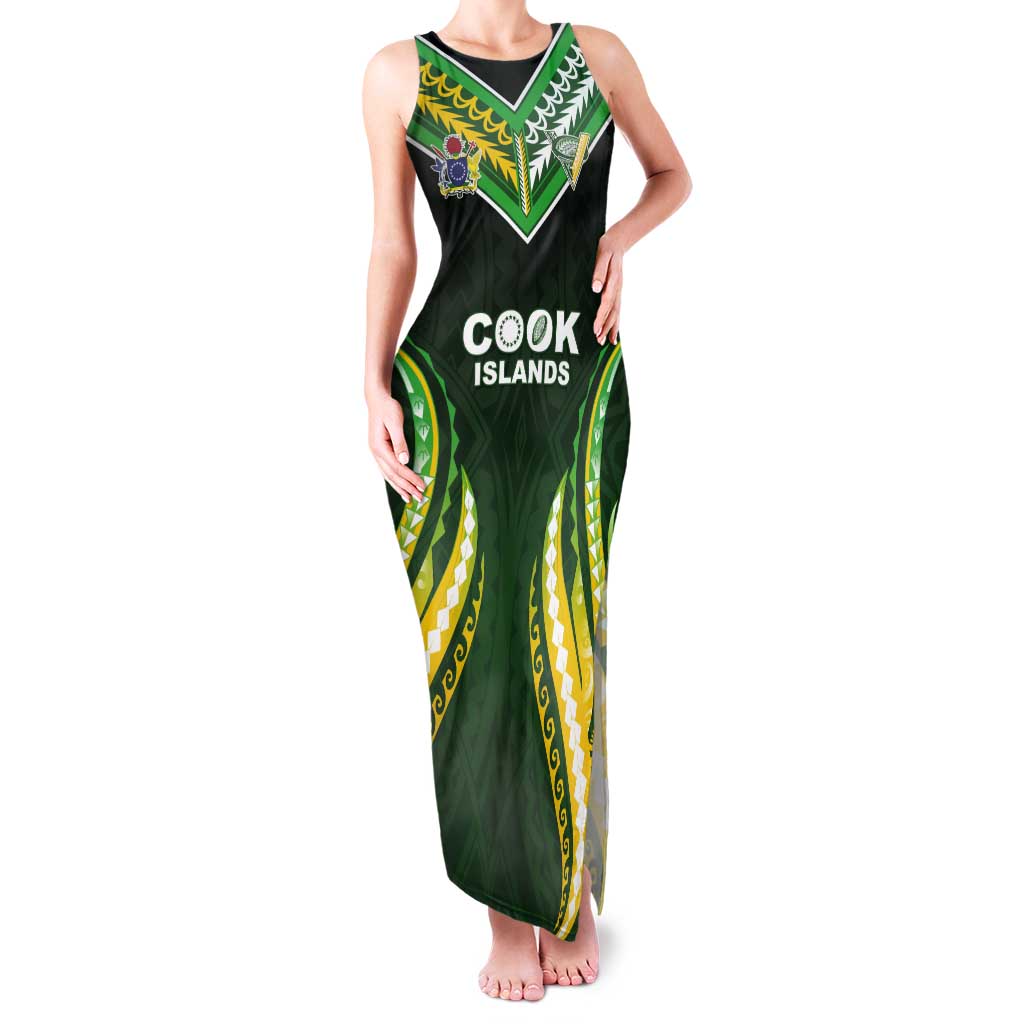 Custom Cook Islands Rugby Tank Maxi Dress Unique Style Green Version - Polynesian Pride