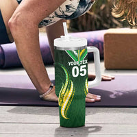 Custom Cook Islands Rugby Tumbler With Handle Unique Style Green Version LT05 - Polynesian Pride