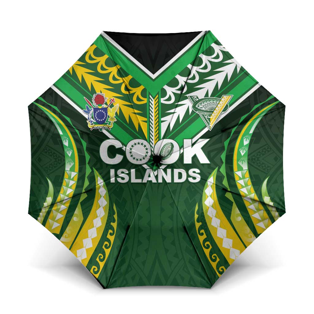Cook Islands Rugby Umbrella Unique Style Green Version - Polynesian Pride
