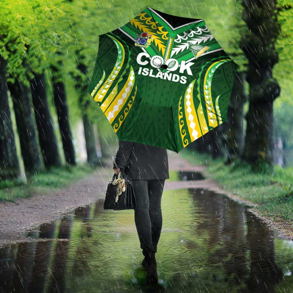 Cook Islands Rugby Umbrella Unique Style Green Version - Polynesian Pride