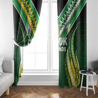 Cook Islands Rugby Window Curtain Unique Style Green Version - Polynesian Pride