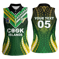 Custom Cook Islands Rugby Women Sleeveless Polo Shirt Unique Style Green Version - Polynesian Pride