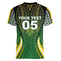 Custom Cook Islands Rugby Women V-Neck T-Shirt Unique Style Green Version - Polynesian Pride