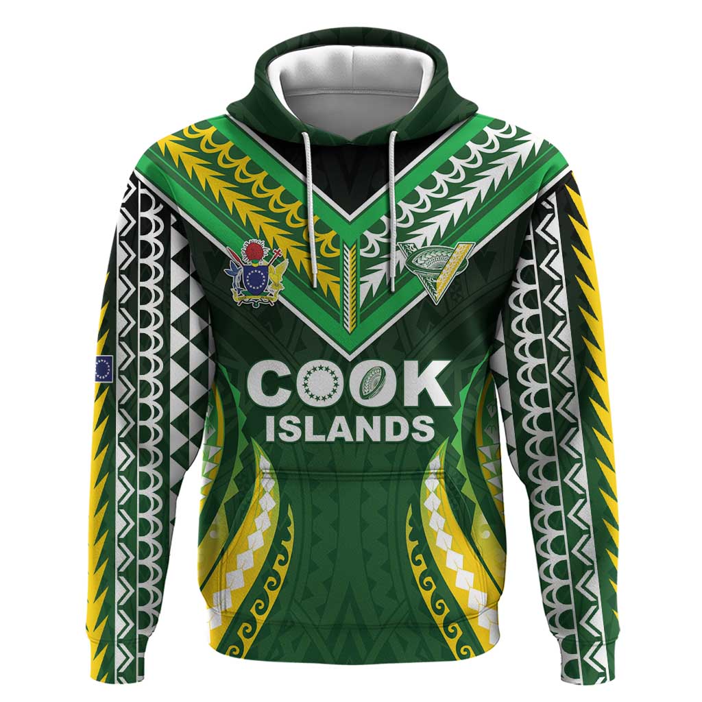 Custom Cook Islands Rugby Zip Hoodie Unique Style Green Version - Polynesian Pride