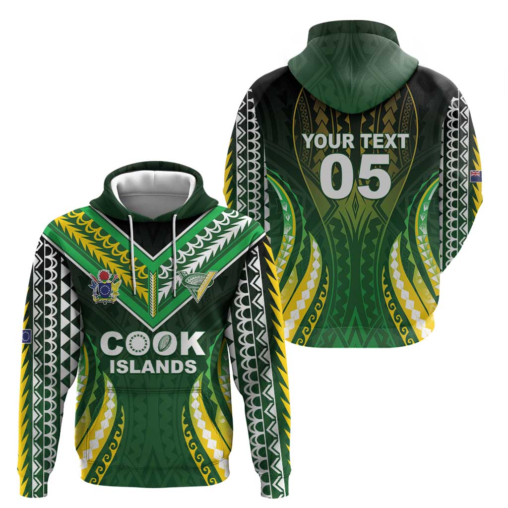Custom Cook Islands Rugby Zip Hoodie Unique Style Green Version - Polynesian Pride