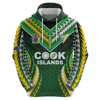 Custom Cook Islands Rugby Zip Hoodie Unique Style Green Version - Polynesian Pride