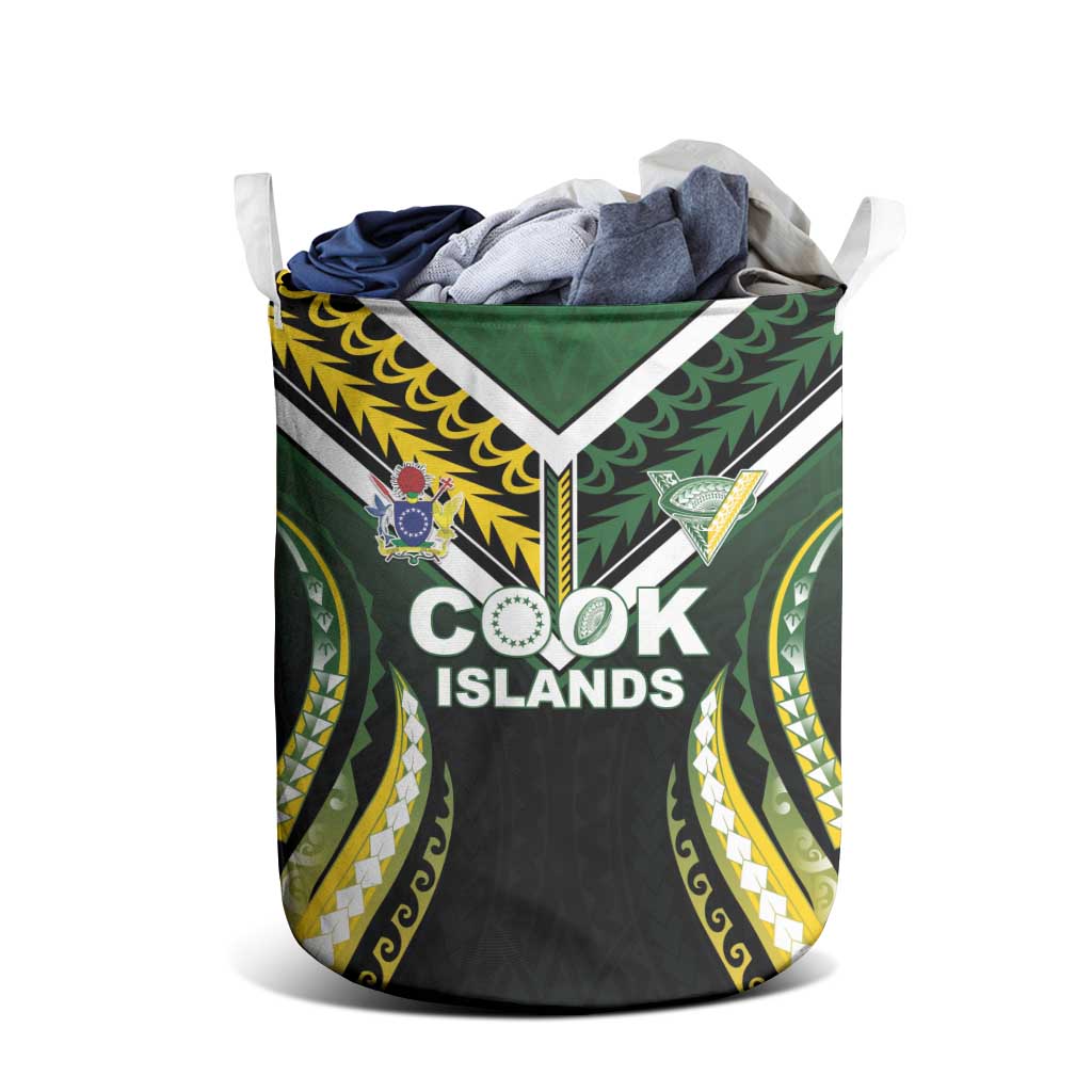 Cook Islands Rugby Laundry Basket Unique Style Black Version - Polynesian Pride