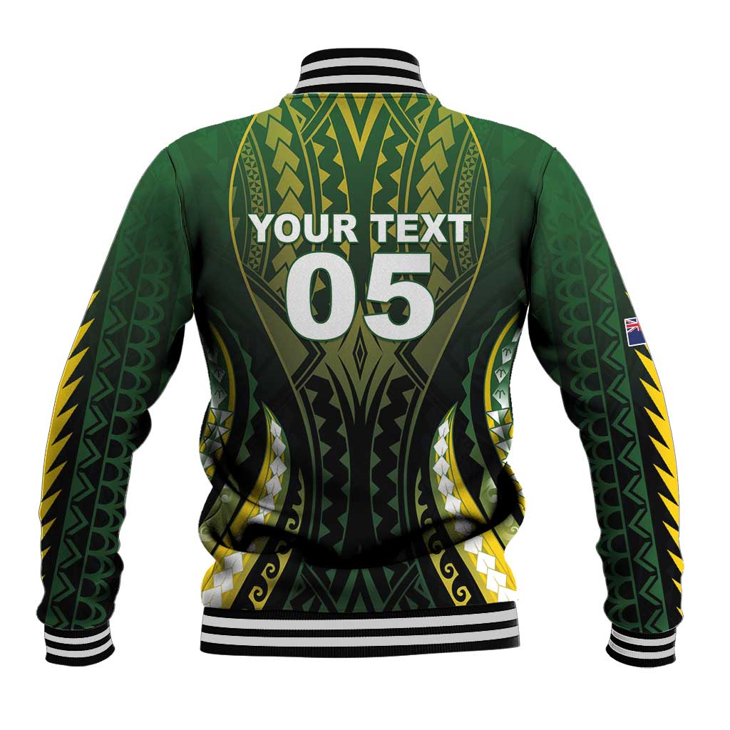 Custom Cook Islands Rugby Baseball Jacket Unique Style Black Version - Polynesian Pride