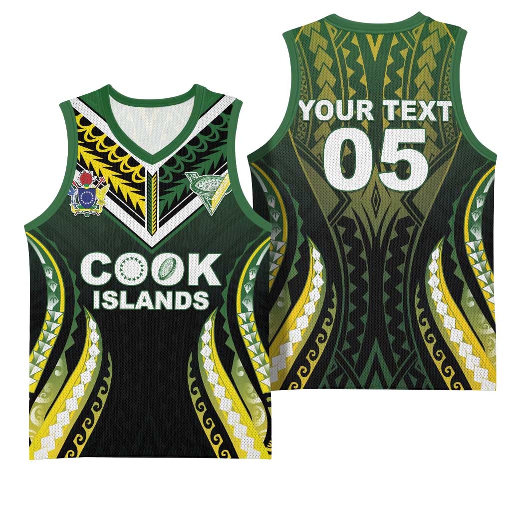 Custom Cook Islands Rugby Basketball Jersey Unique Style Black Version - Polynesian Pride