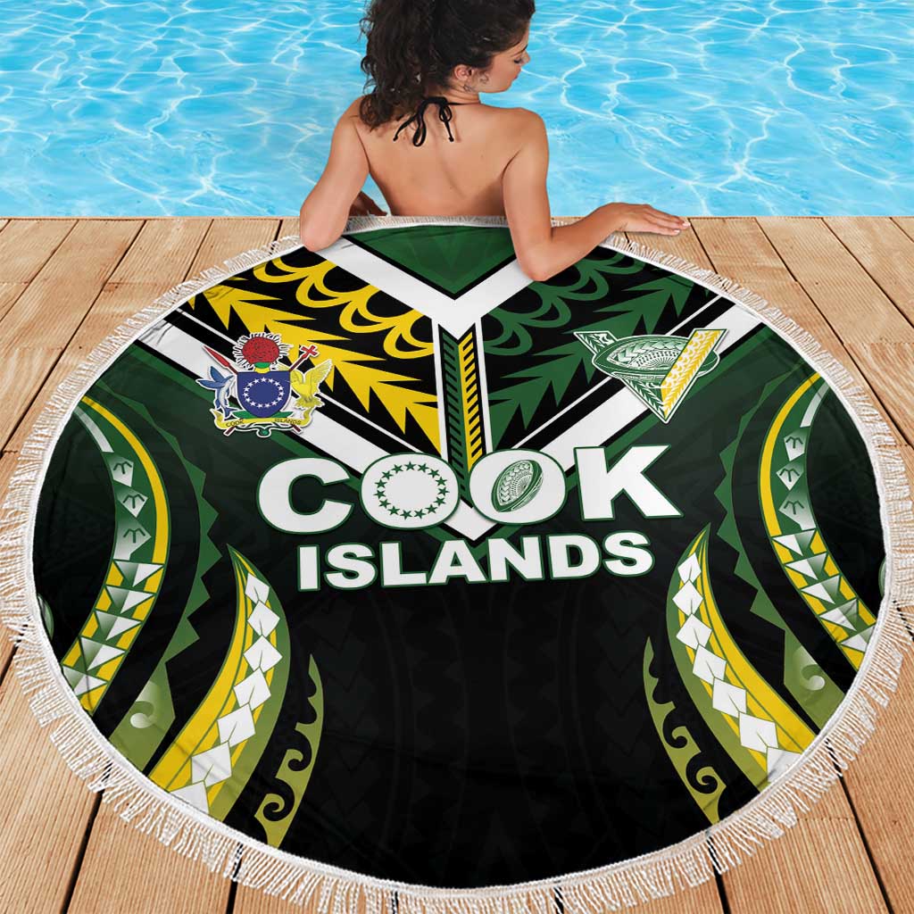 Cook Islands Rugby Beach Blanket Unique Style Black Version - Polynesian Pride