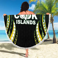 Cook Islands Rugby Beach Blanket Unique Style Black Version - Polynesian Pride