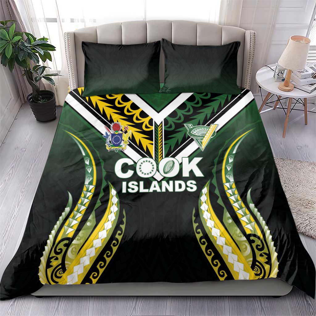 Cook Islands Rugby Bedding Set Unique Style Black Version - Polynesian Pride