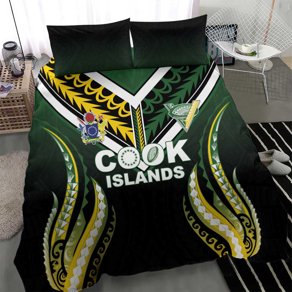 Cook Islands Rugby Bedding Set Unique Style Black Version - Polynesian Pride