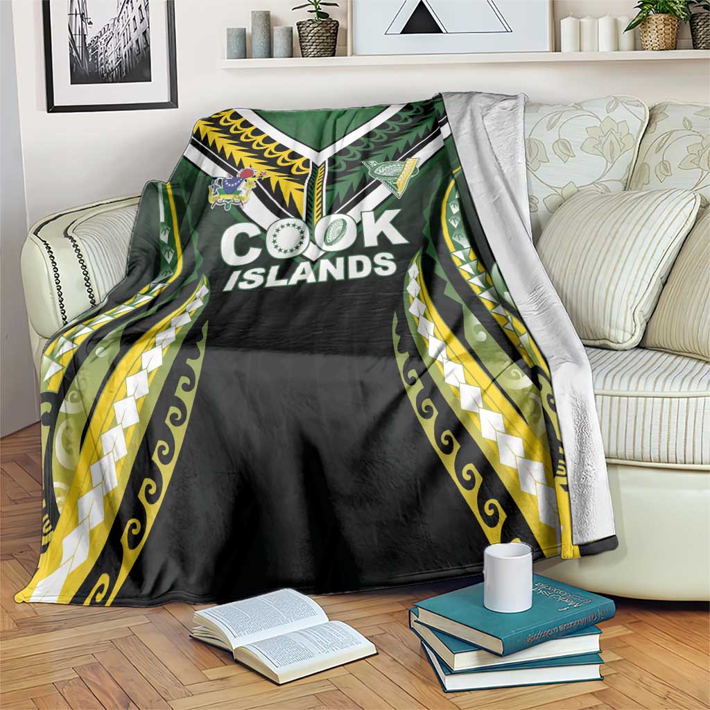 Cook Islands Rugby Blanket Unique Style Black Version - Polynesian Pride