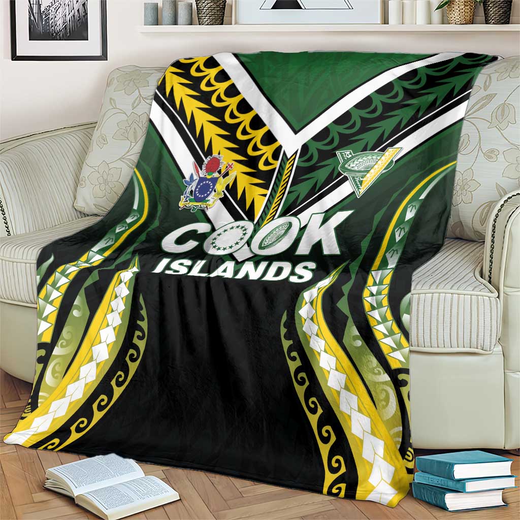 Cook Islands Rugby Blanket Unique Style Black Version - Polynesian Pride