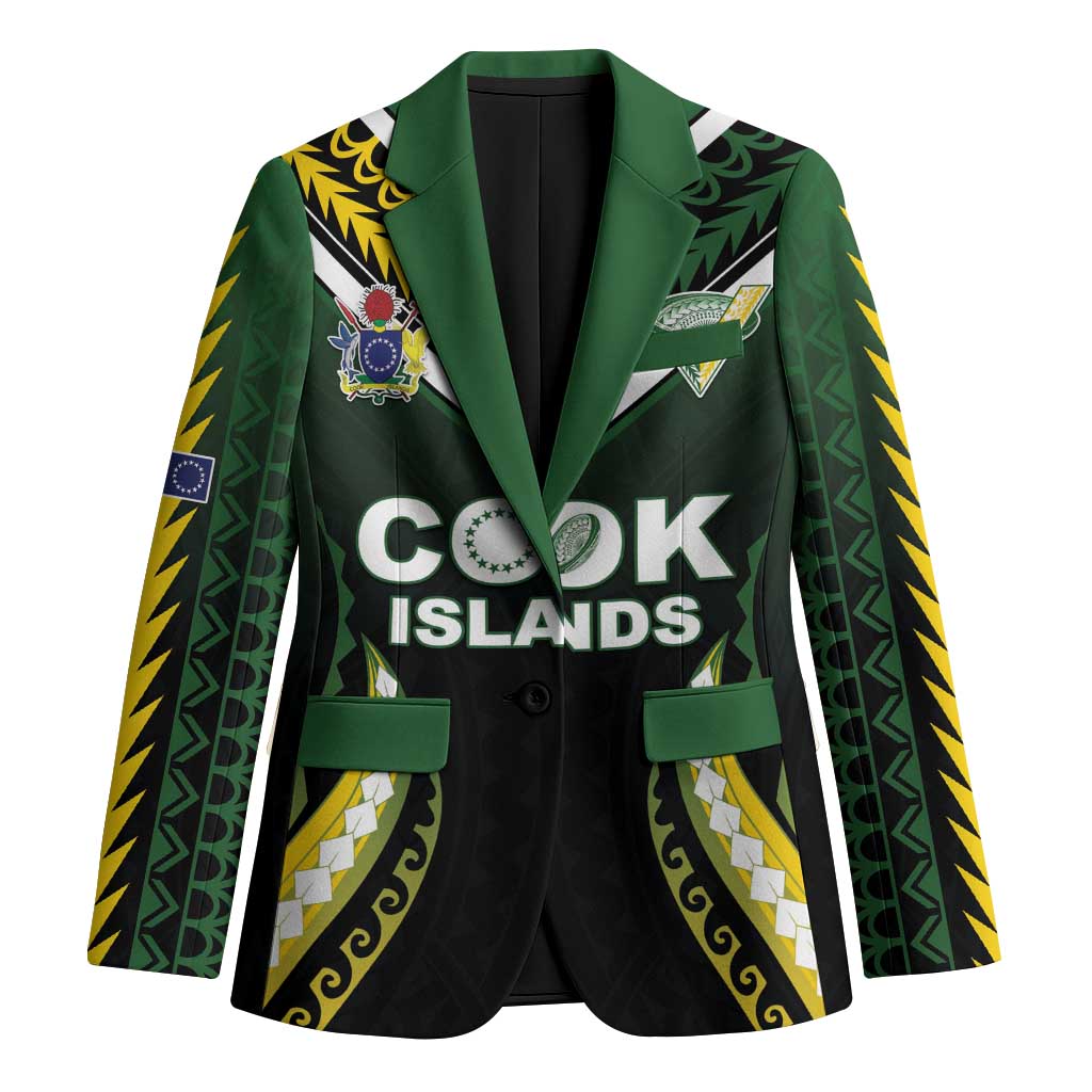 Custom Cook Islands Rugby Blazer Unique Style Black Version - Polynesian Pride