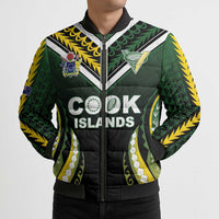 Custom Cook Islands Rugby Bomber Puffer Jacket Unique Style Black Version - Polynesian Pride
