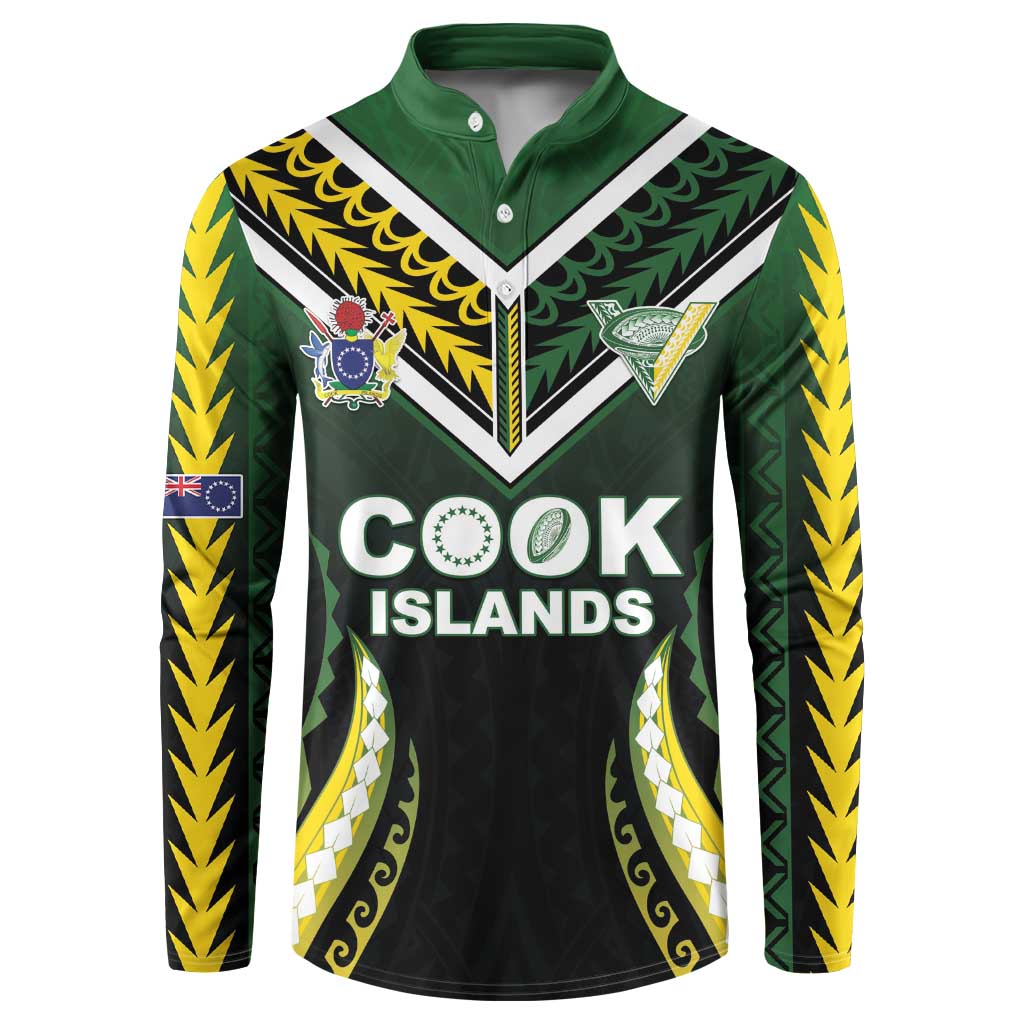 Custom Cook Islands Rugby Button Sweatshirt Unique Style Black Version - Polynesian Pride