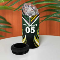 Custom Cook Islands Rugby 4 in 1 Can Cooler Tumbler Unique Style Black Version - Polynesian Pride