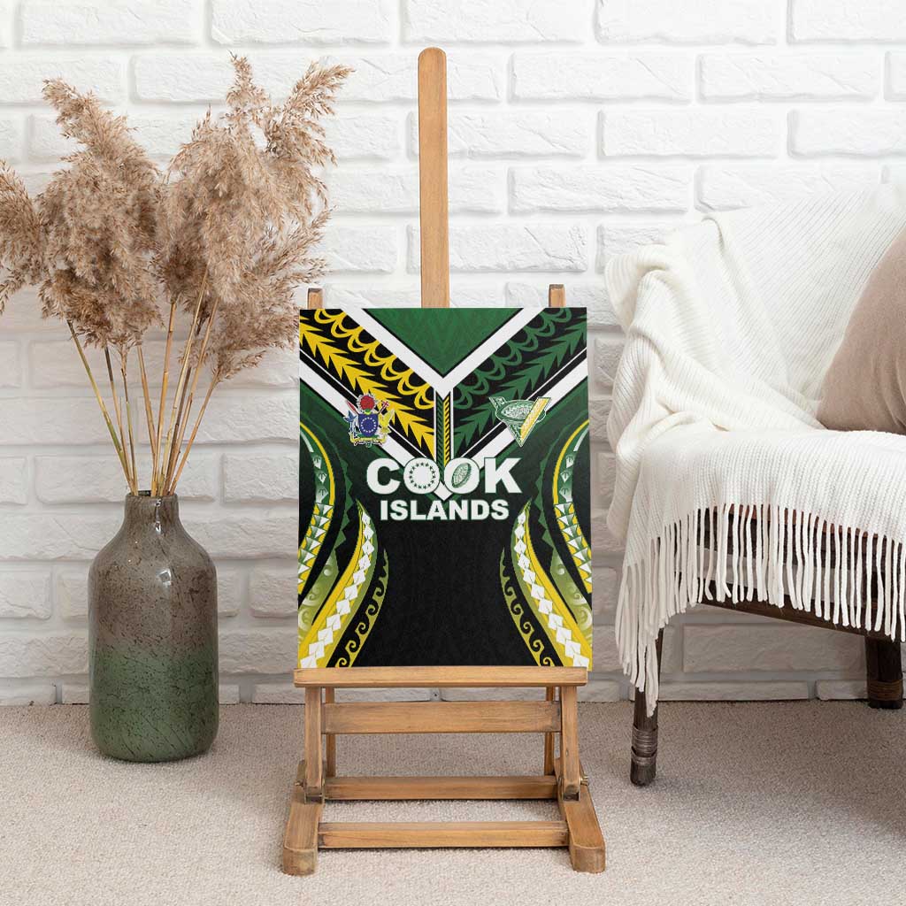 Cook Islands Rugby Canvas Wall Art Unique Style Black Version - Polynesian Pride
